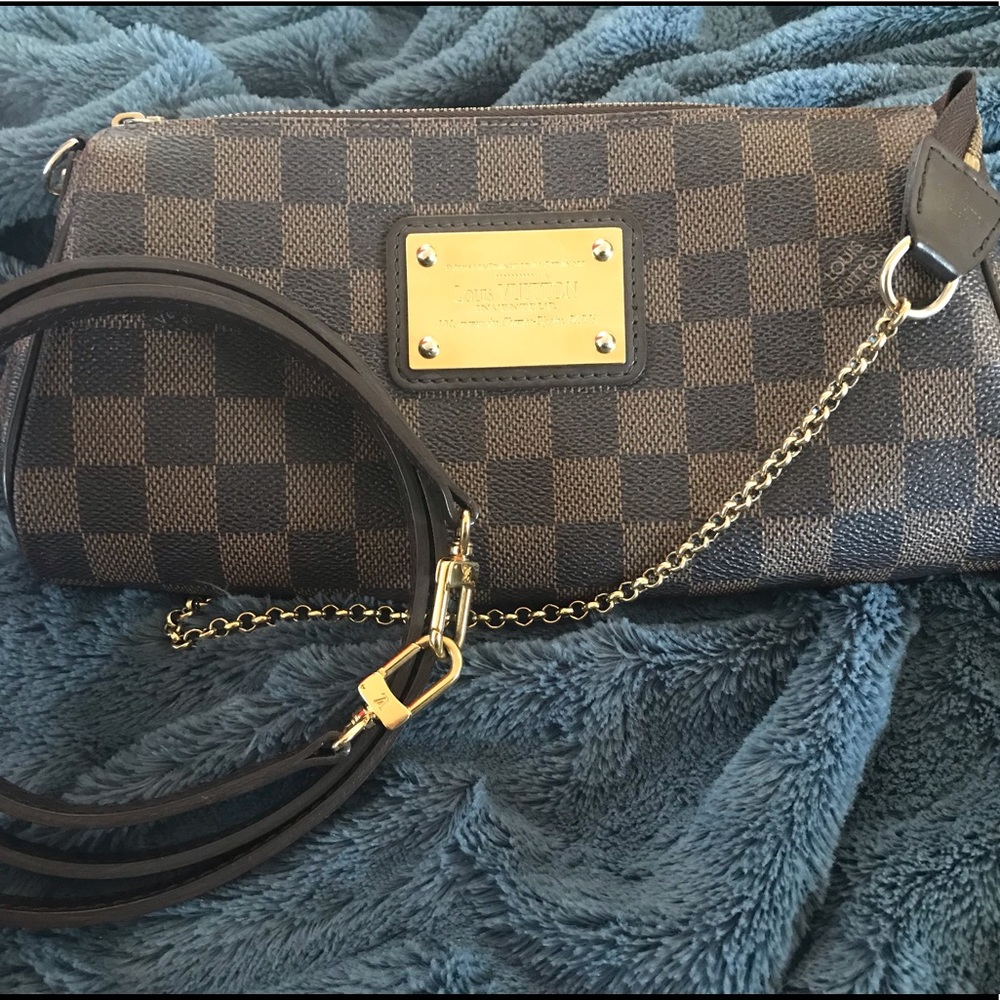 Authentic Louis Vuitton Damier Ebene Eva Clutch